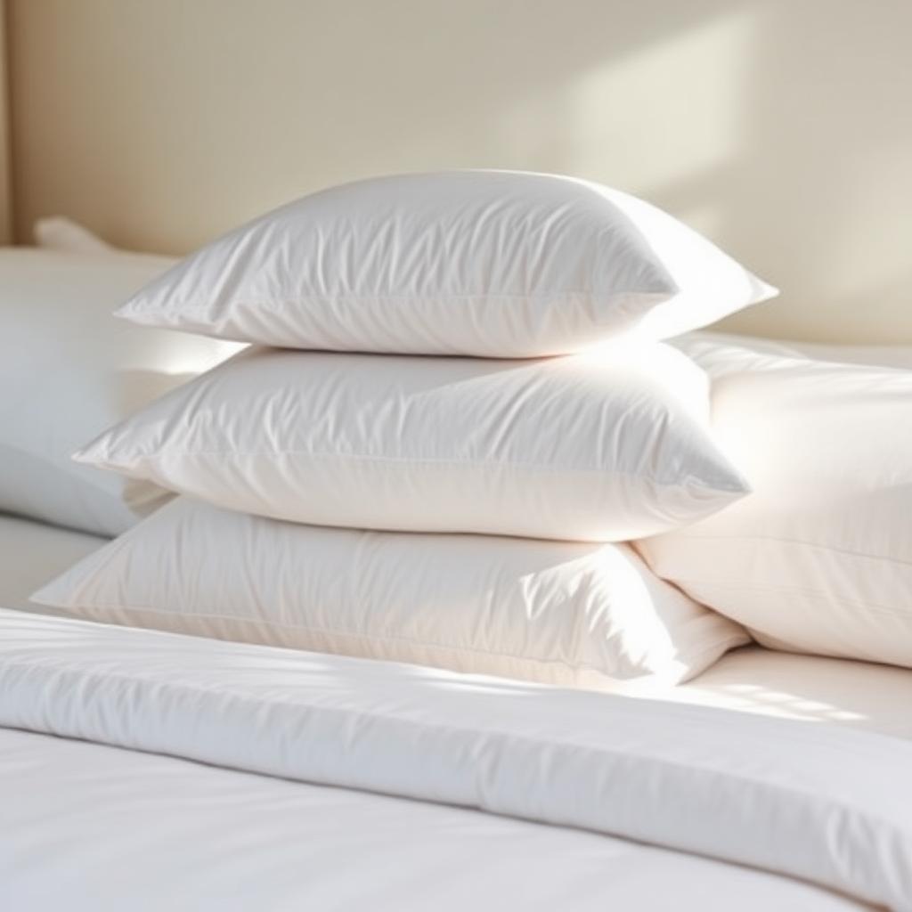 Stack of soft white hotel pillows